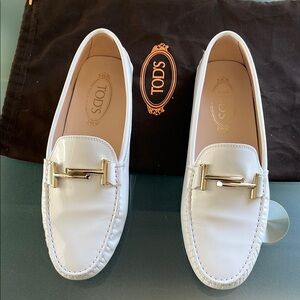 TOD'S White Leather Loafers for Men